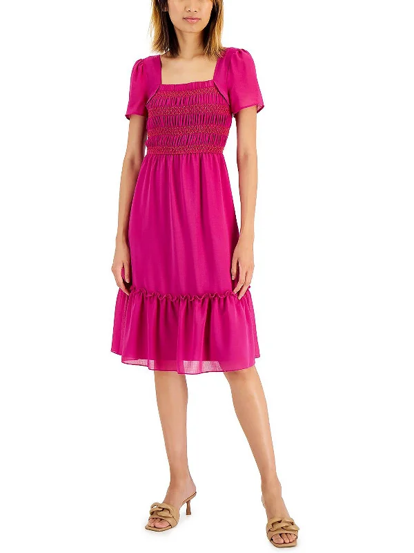 Fantastic Offers velvet dressSmocked Square Neck Midi Dress