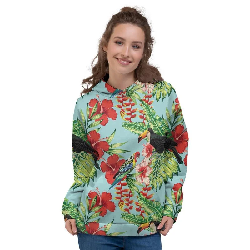 Last Chance Hawaiian Bird Floral Print Women's Hoodie