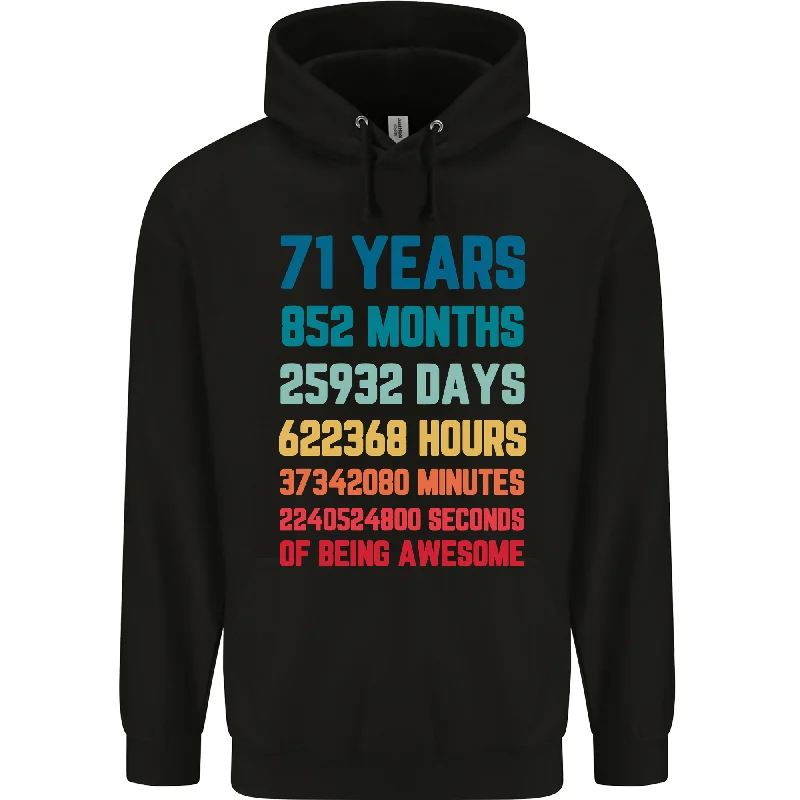Super Sale soft pullover hoodie71st Birthday 71 Year Old Mens 80% Cotton Hoodie
