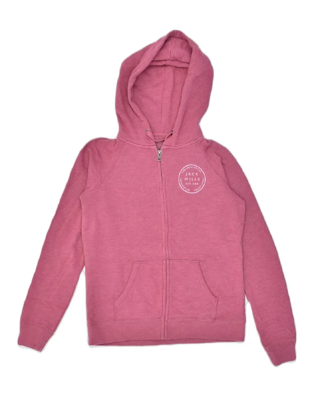 Price Cut trendy hooded sweatshirtJACK WILLS Womens Zip Hoodie Sweater UK 12 Medium Red Cotton