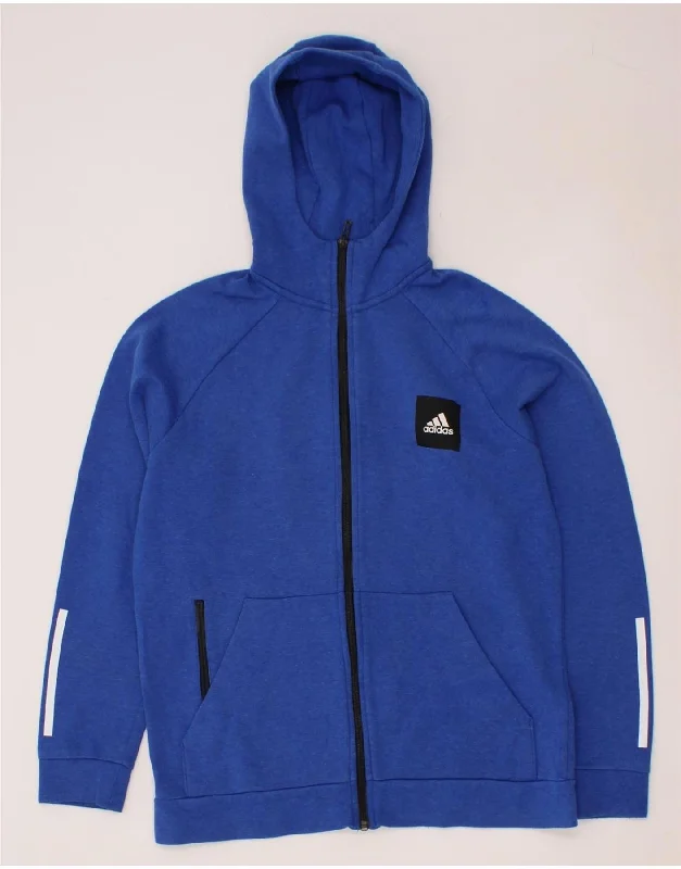 Overstock ADIDAS Boys Zip Hoodie Sweater 15-16 Years Blue Cotton
