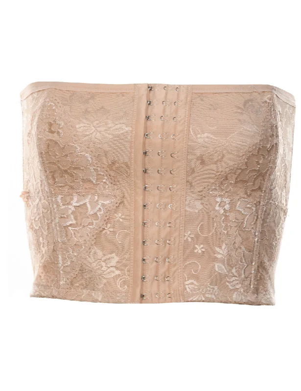 Clearance Sale performance jacketLight Brown Floral Design Metallic Corset Top - S