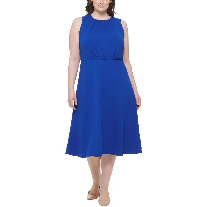 Last Chance party-ready dressCalvin Klein Womens Plus Open Back Knee-Length Fit & Flare Dress