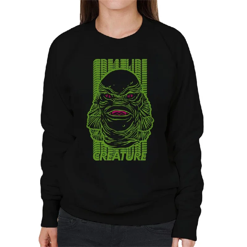 Flash Deals bold fitness hoodieThe Creature From The Black Lagoon Head Illustration Women's Sweatshirt