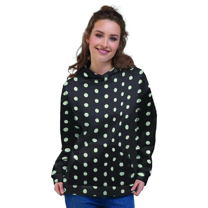 Closeout Black And White Polka Dot Women's Hoodie