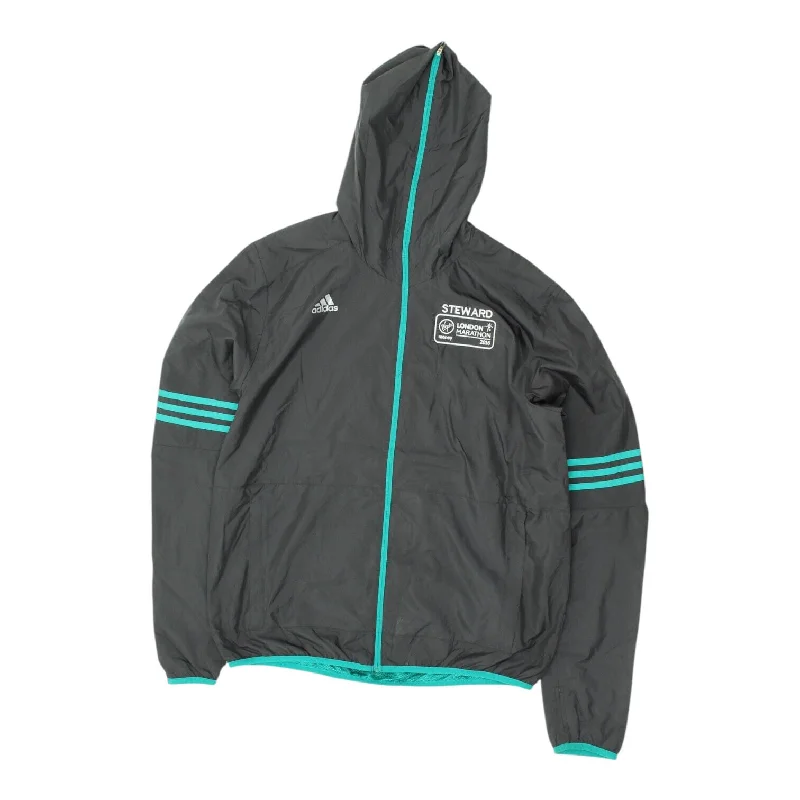 Markdown Madness London Marathon Mens Black Hooded Adidas Steward Rain Jacket | Running Hoodie