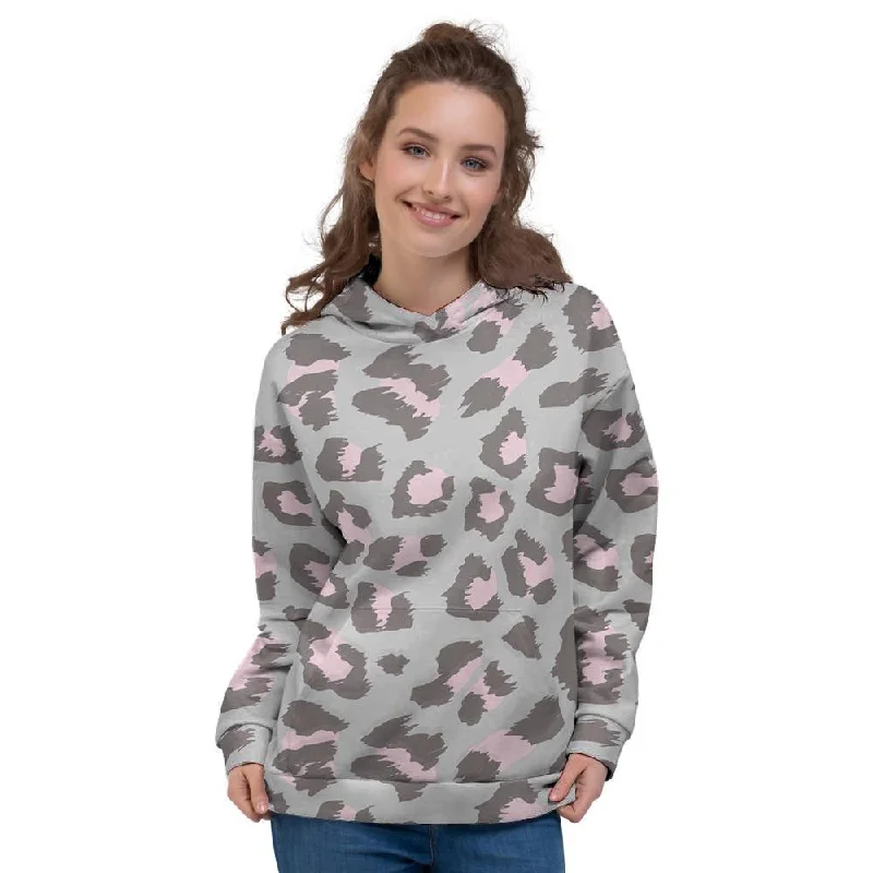 Limited Time Discount Grey and Pink Leopard Women's Hoodie