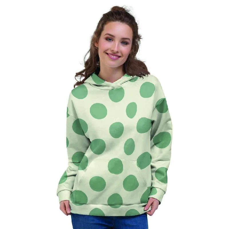 TIME-Limited Offer Cream And Emerald Polka Dot Women's Hoodie