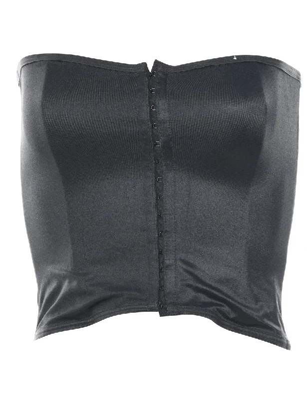 Early Bird Discount cool leather jacketPlain Black Corset Top - S