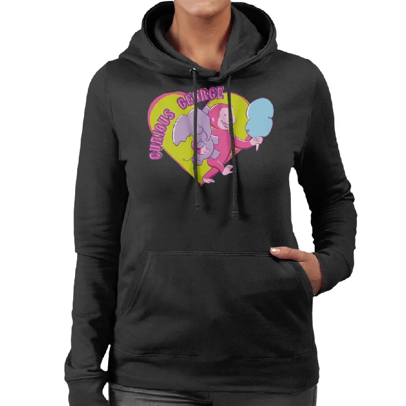 Huge Discounts lightweight hoodieCurious George Carnival Heart Women's Hooded Sweatshirt