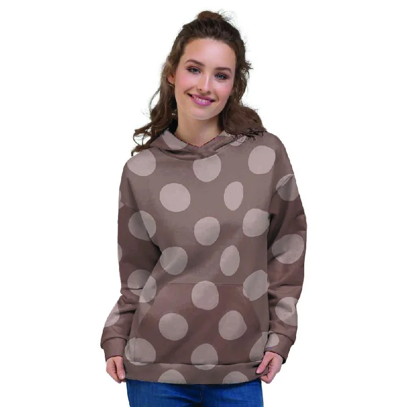 Huge Discounts Brown And Tan Polka Dot Women's Hoodie