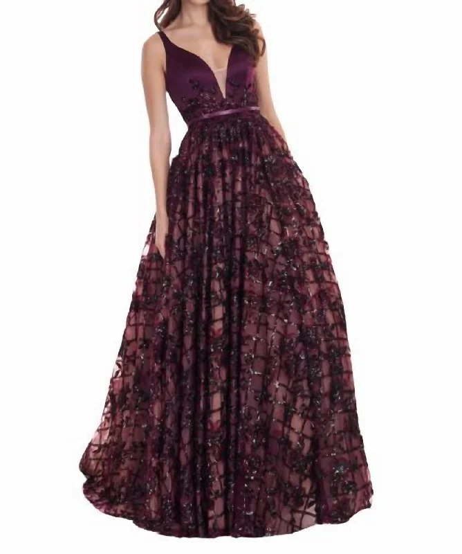 Stock Up and Save sophisticated dressSequin Tulle Ballgown In Black Cherry