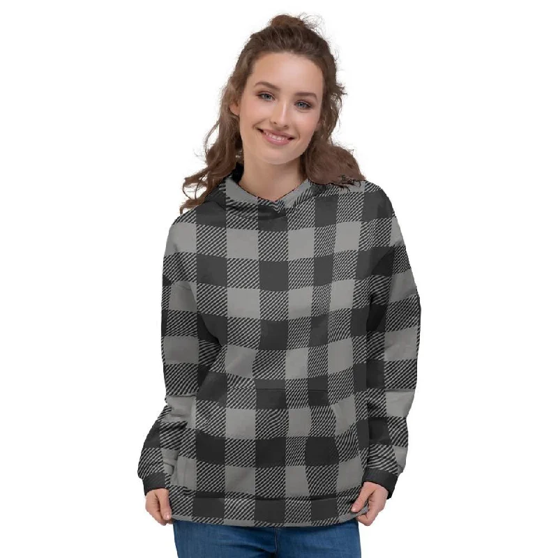 Year-End Sale Grey Plaid Women's Hoodie