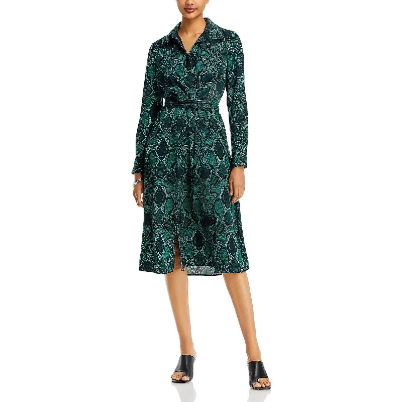 Super Bargain trendy dressKobi Halperin Womens Marina Snake Print Midi Shirtdress