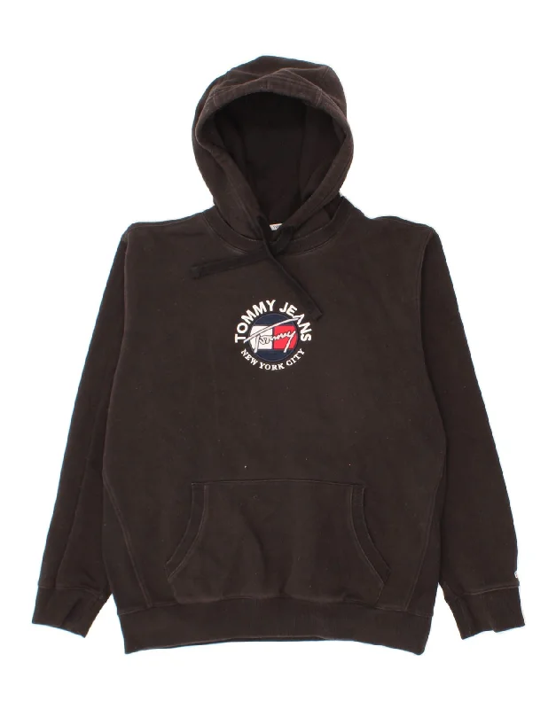 Savings Galore TOMMY HILFIGER Mens Graphic Hoodie Jumper XL Black Cotton