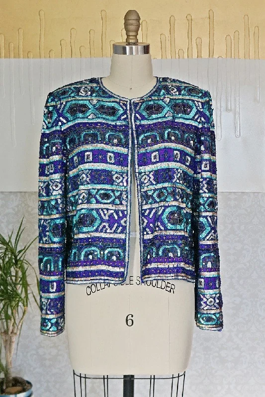 Price Smash modern jacketVintage Silk Sequin Cocktail Jacket