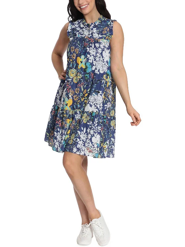 Year-End Sale sophisticated dressPetites Womens Cotton Ruffle Shift Dress