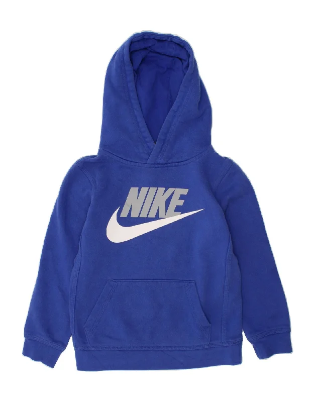 Closeout Sale NIKE Girls Graphic Hoodie Jumper 5-6 Years Medium  Blue Cotton
