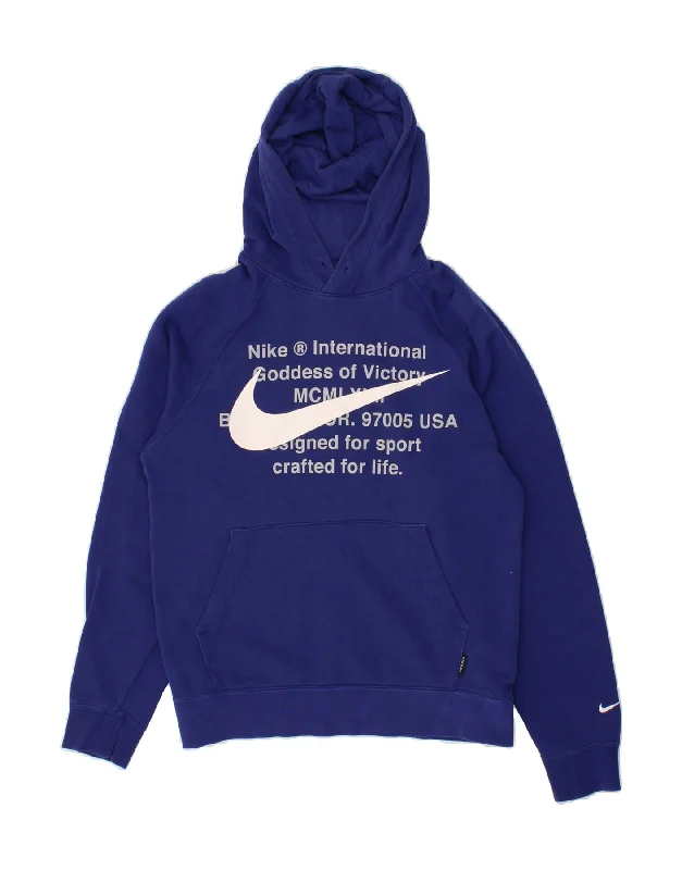 Early Access NIKE Mens Graphic Hoodie Jumper Small Blue Cotton