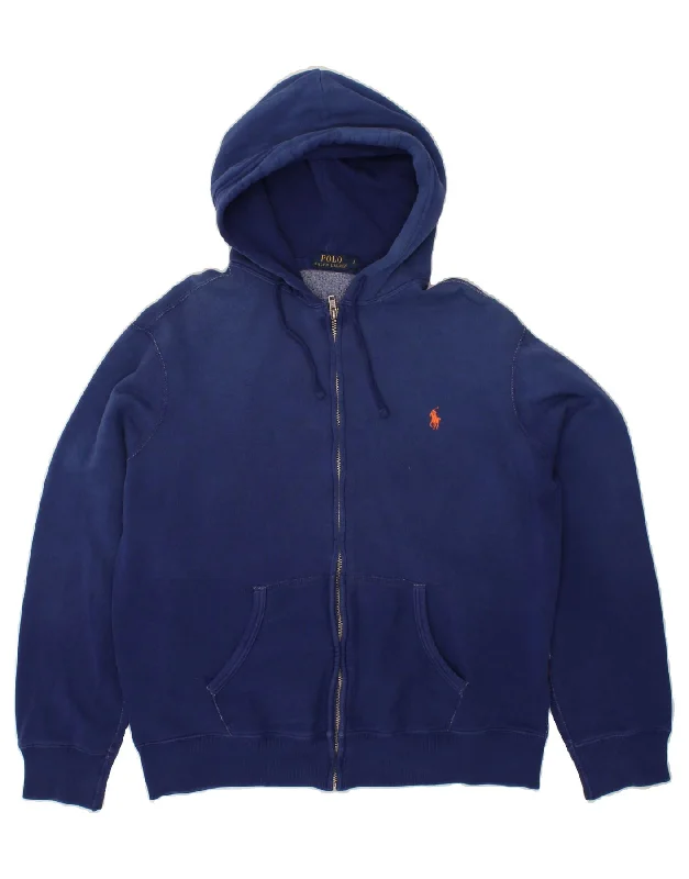 Today’s Deal POLO RALPH LAUREN Mens Zip Hoodie Sweater Large Navy Blue Cotton