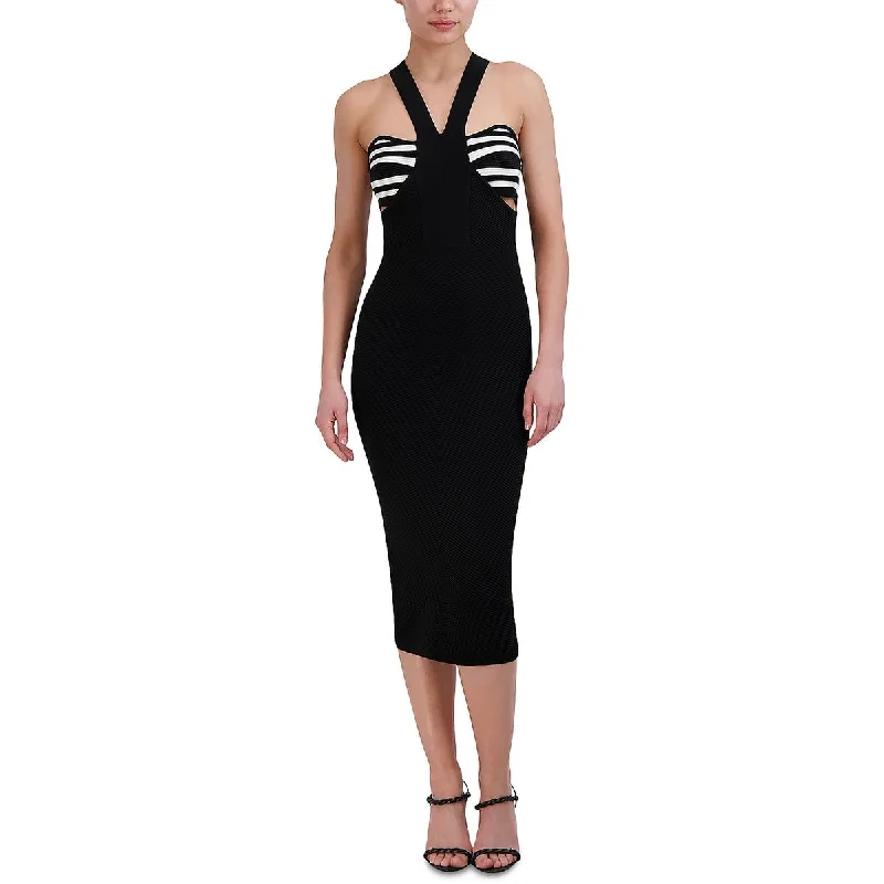 Midnight Madness chic wrap dressBCBGMAXAZRIA Womens Midi Cutout Bodycon Dress