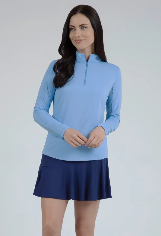 Special Buy chic biker jacketIBKUL Women's Long Sleeve Mock Neck 1/4 Zip Top- Periwinkle