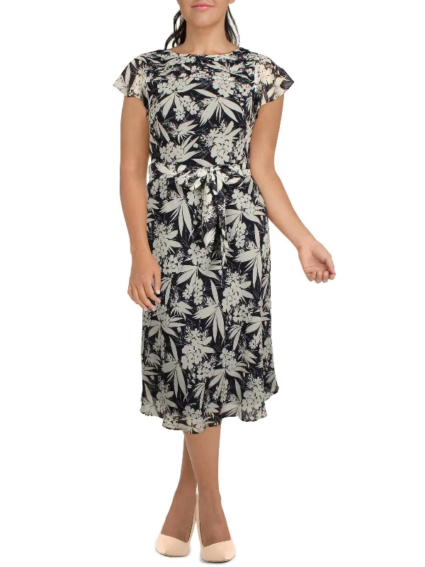 Instant Discount spaghetti strap dressWomens Georgette Floral Midi Dress