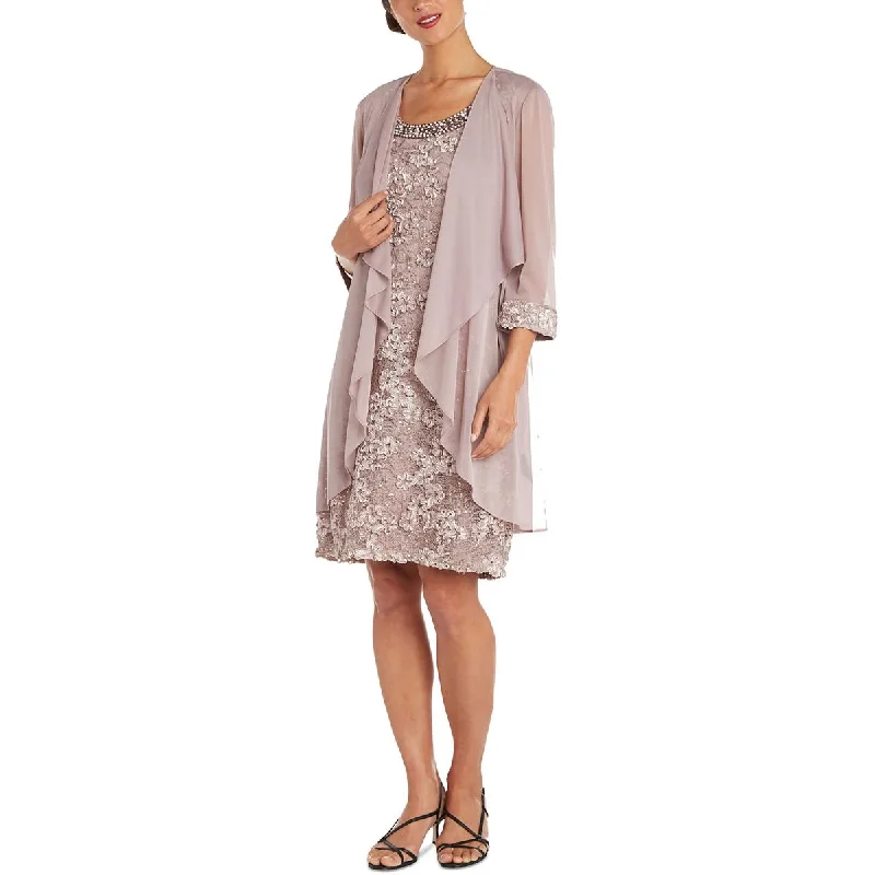 Act Fast party dressR&M Richards Womens Petites Embellished Lace Two Piece Dress