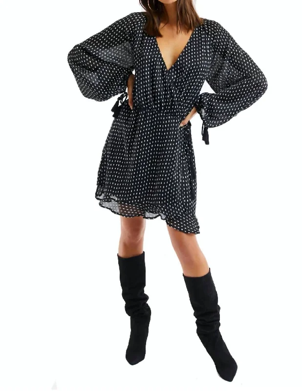 Unmissable Offer trendy dressPaint Dot Wrap Dress In Black, White