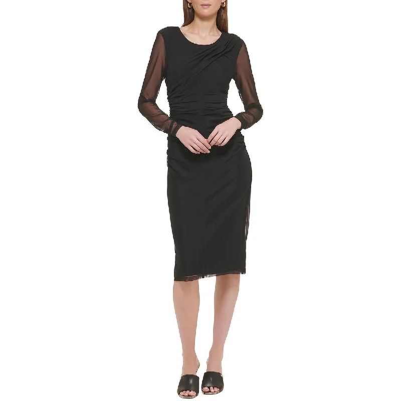 Buy More, Save More lace-up dressDKNY Womens Illusion Ruched Midi Dress