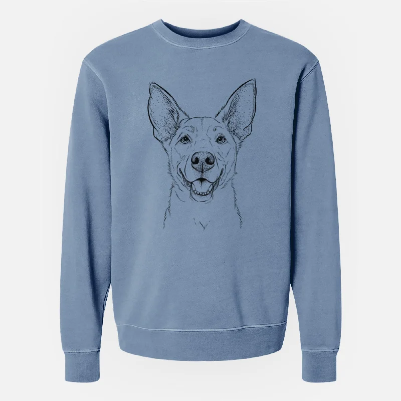 Price Drop comfortable athletic sweatshirtBare Rumley the Kelpie Mix - Unisex Pigment Dyed Crew Sweatshirt