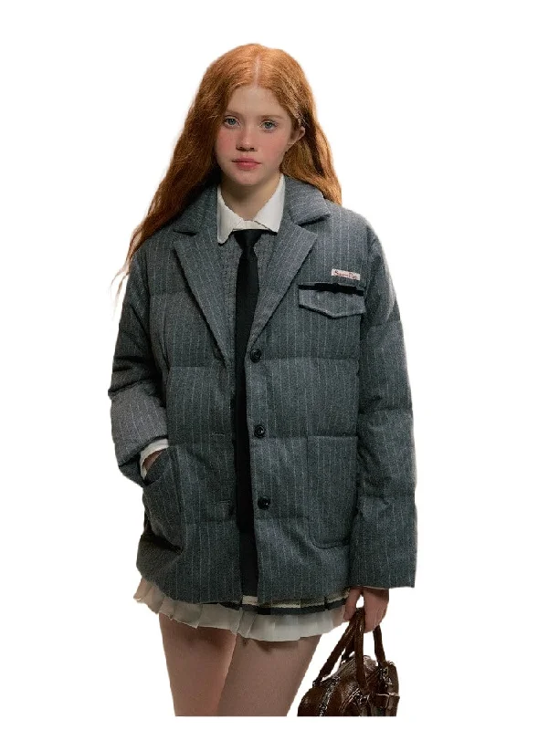 New Markdowns cool leather jacketGray Fashionable College Style Down Jacket