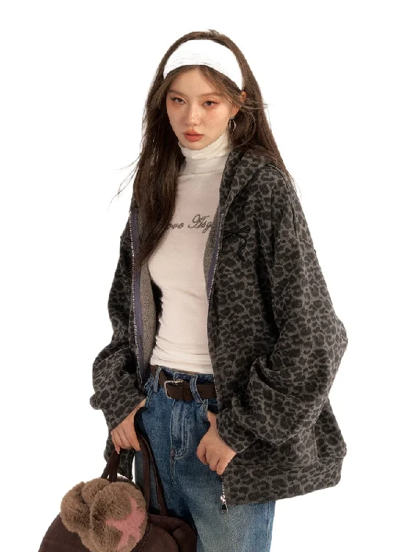 Unmissable Offer minimalist jacketBrown & Gray Leopard Print Coat