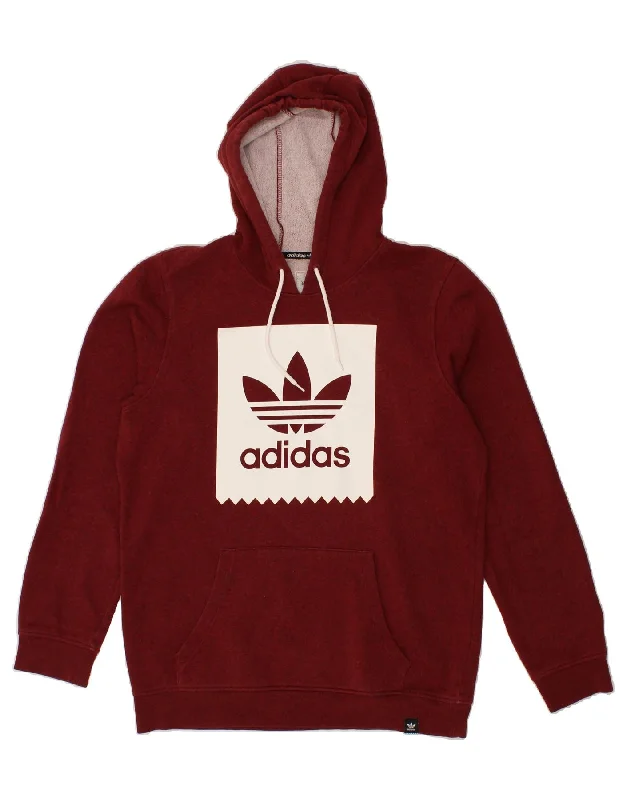 Final Clearance ADIDAS Mens Graphic Hoodie Jumper Medium Burgundy Cotton