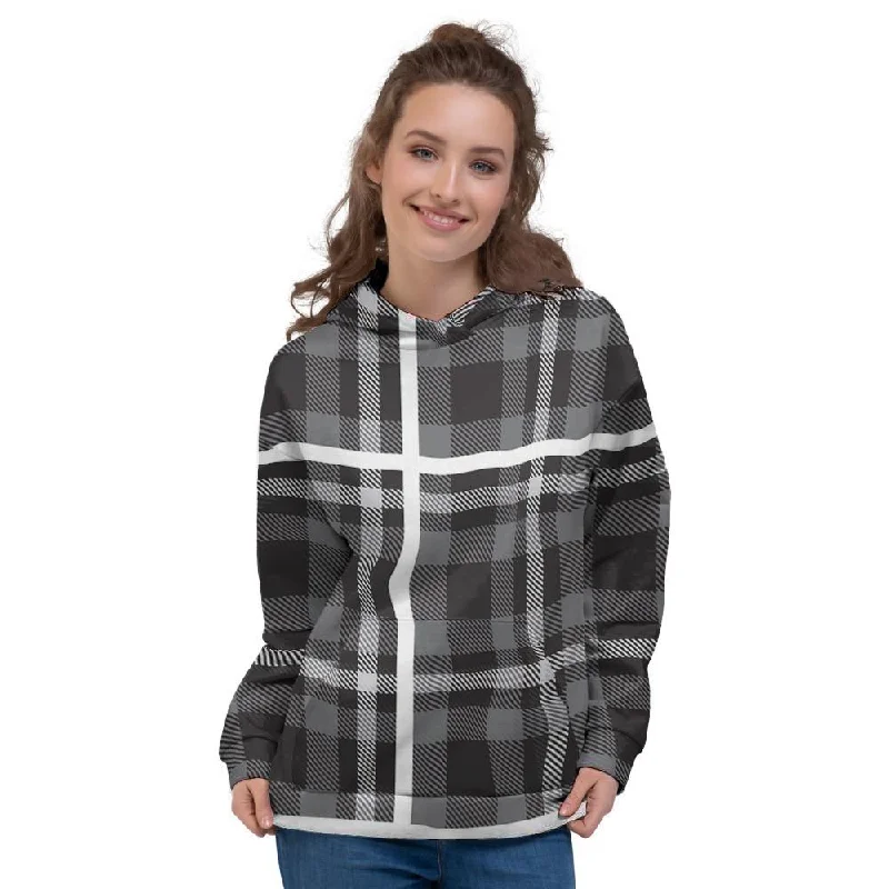 Special Promotion Grey Plaid Tartan Women's Hoodie
