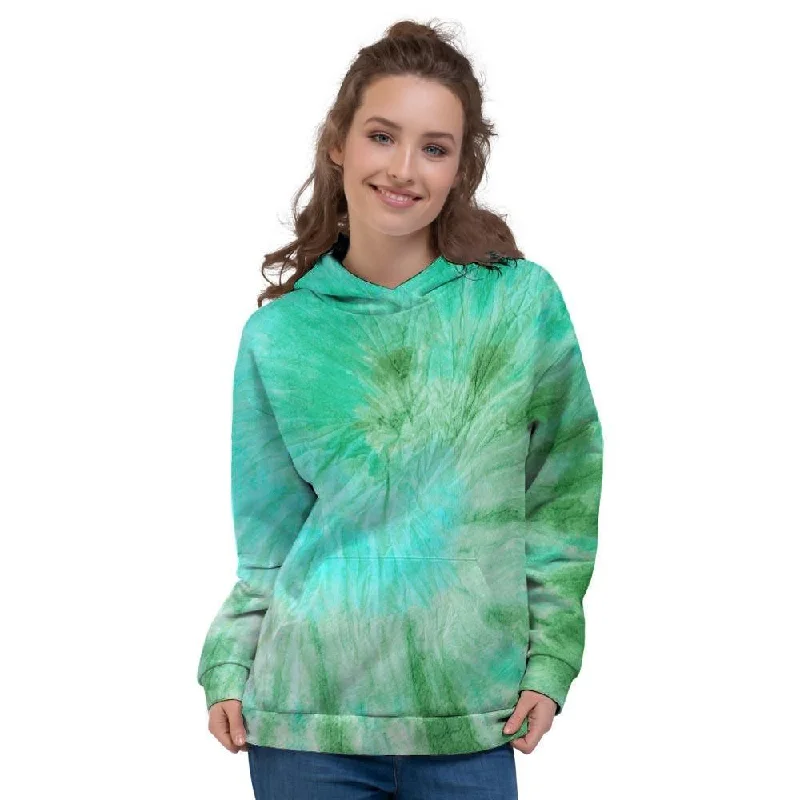 Seasonal Sale Blue And Green Tie Dye Women's Hoodie