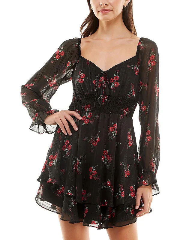 Steals and Deals bodycon dressJuniors Womens Floral Mini Fit & Flare Dress