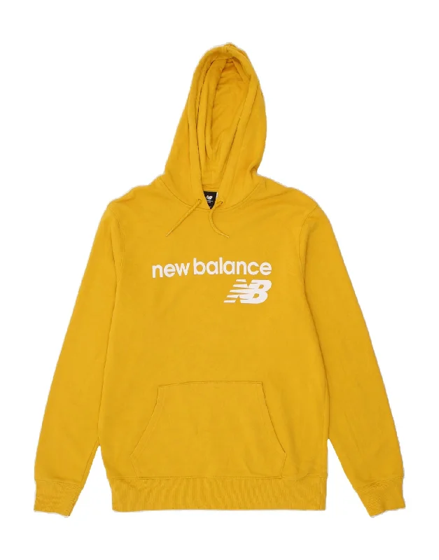 Bargain Blast NEW BALANCE Mens Graphic Hoodie Jumper Large Yellow Cotton
