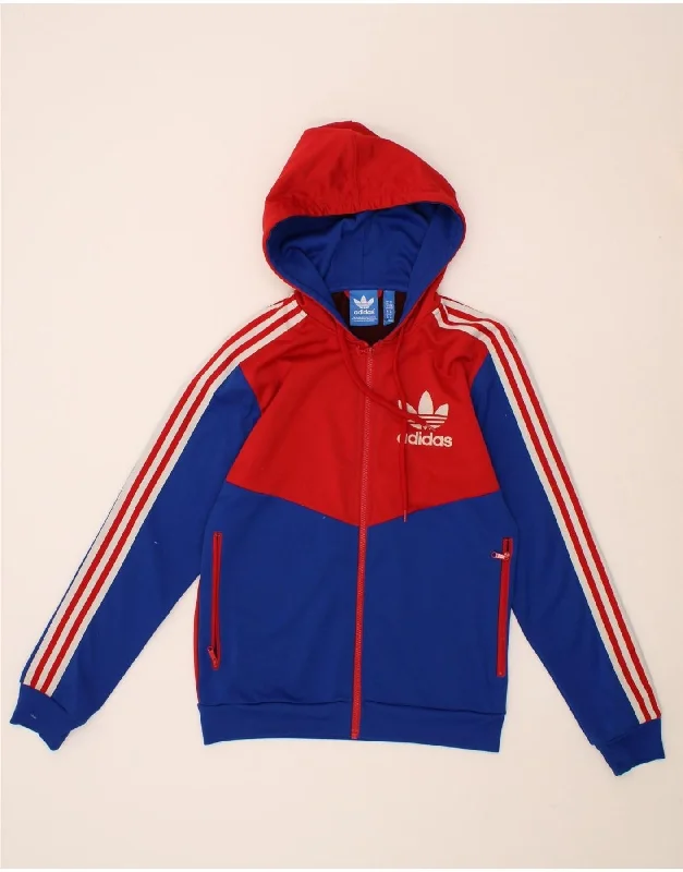 Great Deals ADIDAS Mens Graphic Zip Hoodie Sweater XS Red Colourblock Polyester