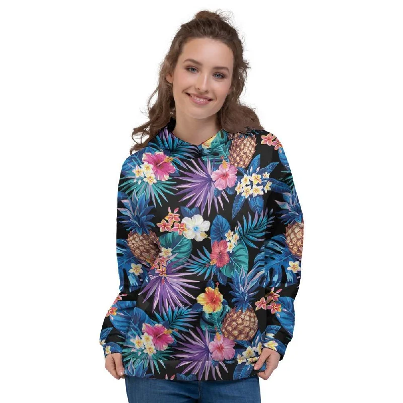 Weekend Special Hawaiian Floral Pineapple Print Women's Hoodie