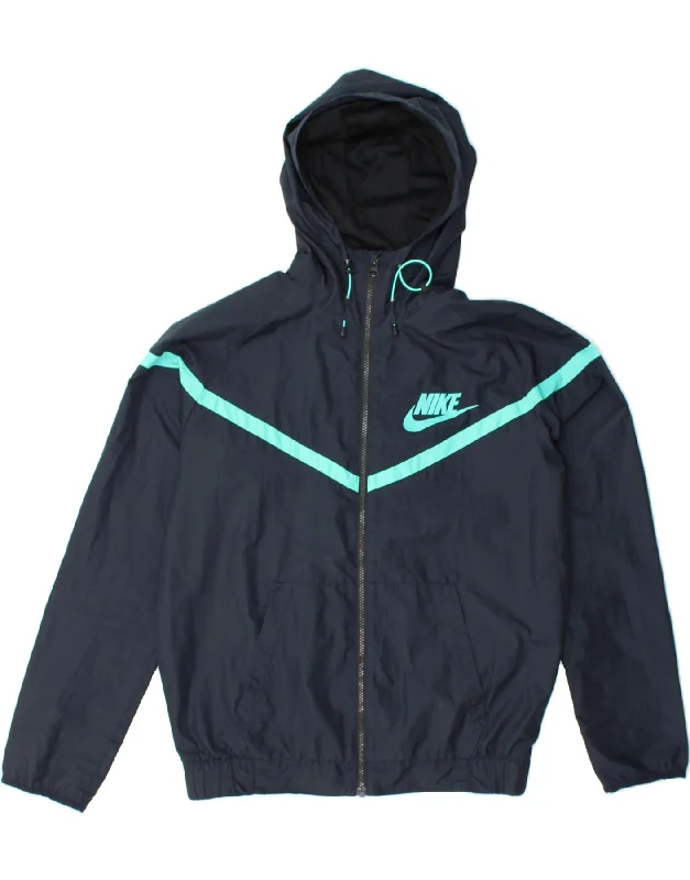 Epic Deals NIKE Mens Zip Hoodie Sweater Medium Navy Blue Polyester
