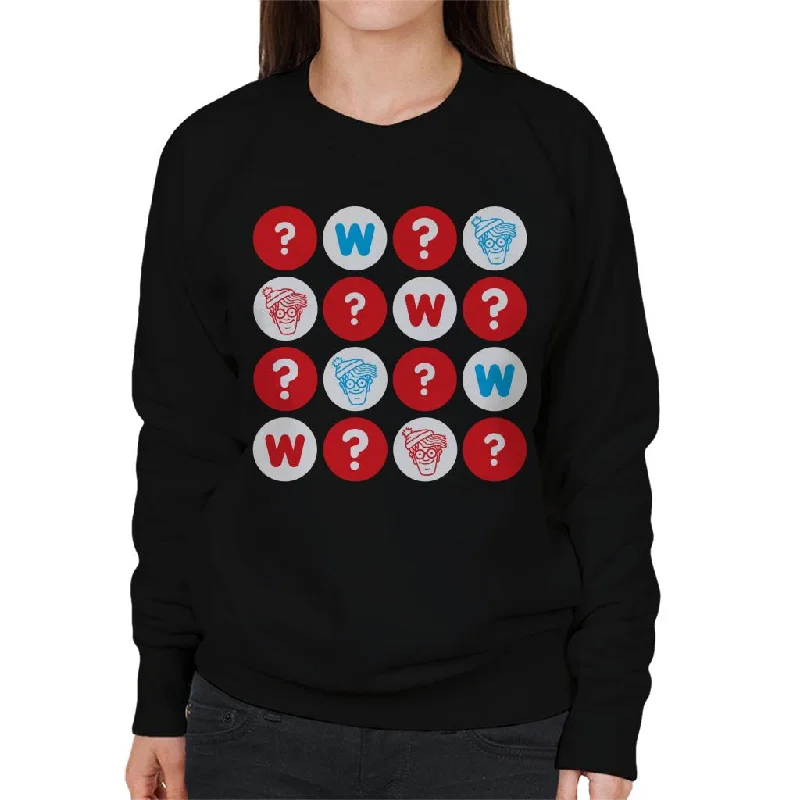 Discount Deals high-quality athletic sweatshirtWhere's Wally Character Heads And Question Marks Women's Sweatshirt