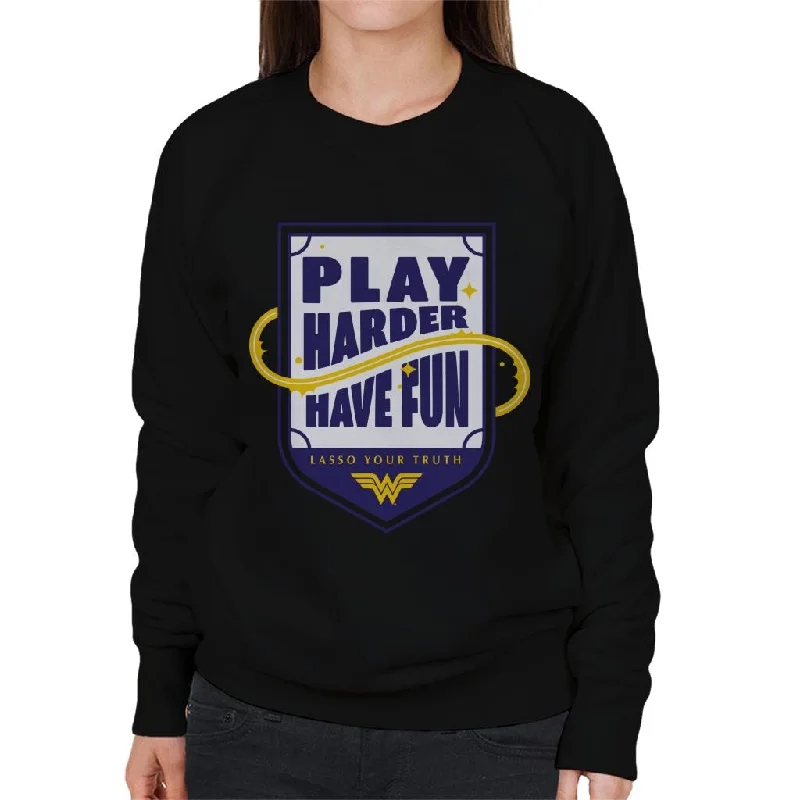 TIME-Limited Offer workout style hoodieWonder Woman Sports Play Harder Lasso Your Truth Women's Sweatshirt