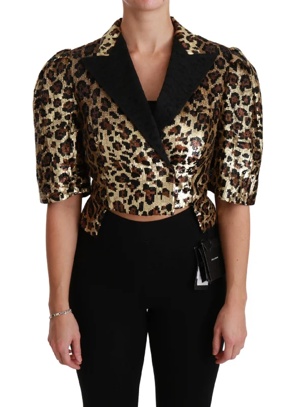 Deal Zone premium outdoor jacketDolce & Gabbana Leopard Sequined Jacket