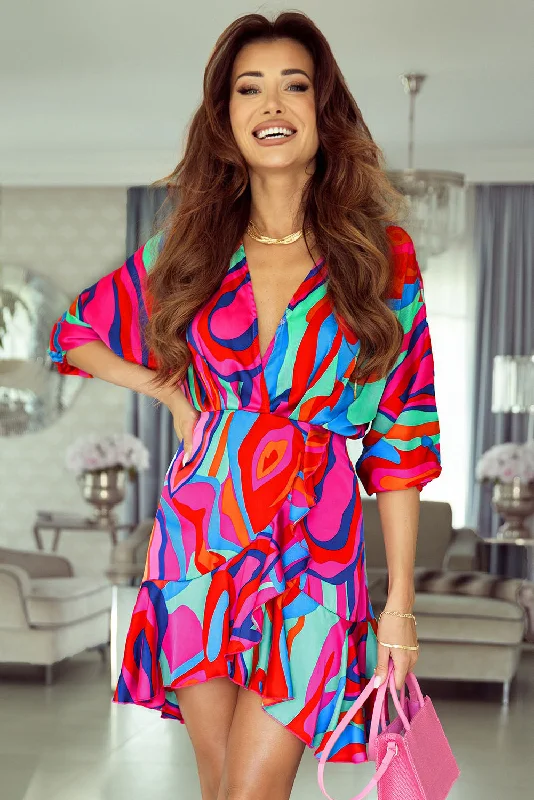 Crazy Deals wrap-around dressPrinted Ruffled Mini Dress