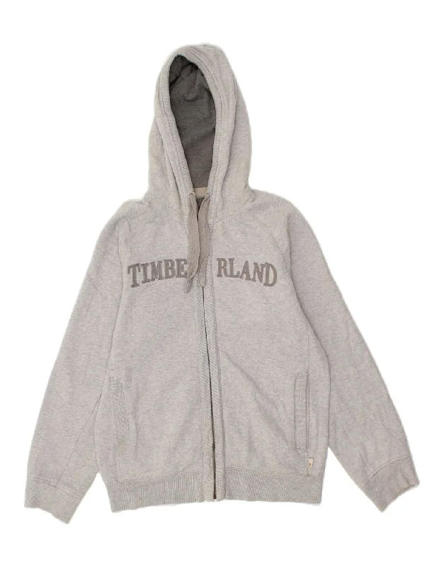 Online Specials TIMBERLAND Mens Regular Fit Graphic Zip Hoodie Sweater Small Grey Cotton