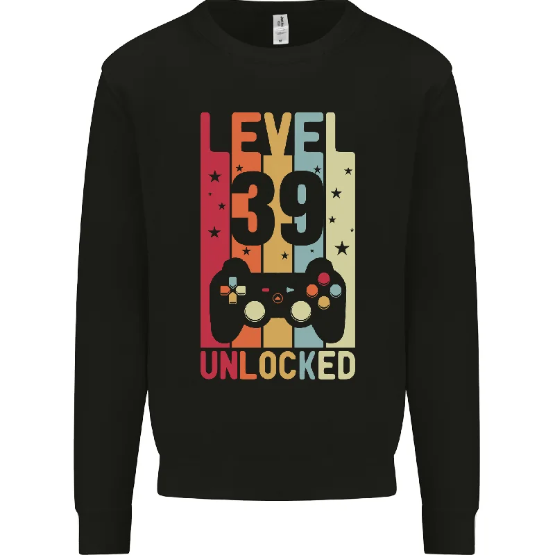 Limited Availability fitness hoodie for training39th Birthday Gamer Level Up Sweatshirt - 39 Year Old Gaming Mens Jumper