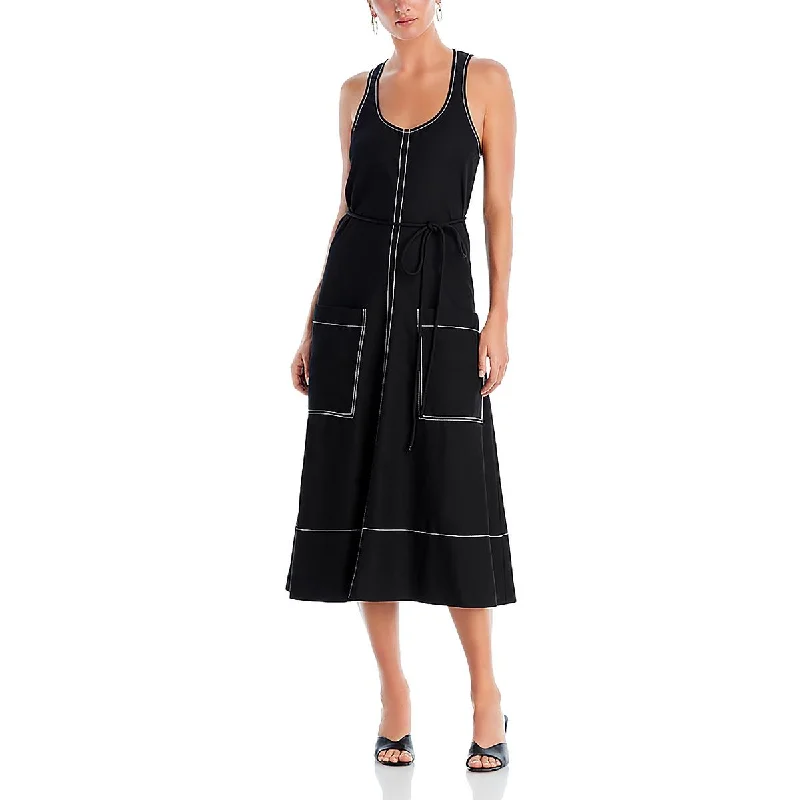 Seasonal Clearance one-shoulder dressProenza Schouler Womens Lucy Sleeveless Belted Fit & Flare Dress