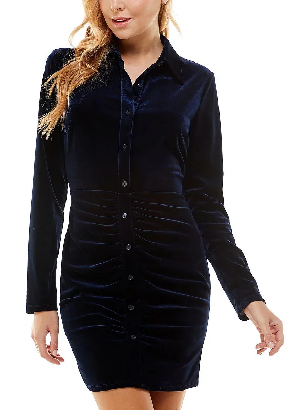Bargain Bin form-fitting dressJuniors Womens Velvet Mini Bodycon Dress