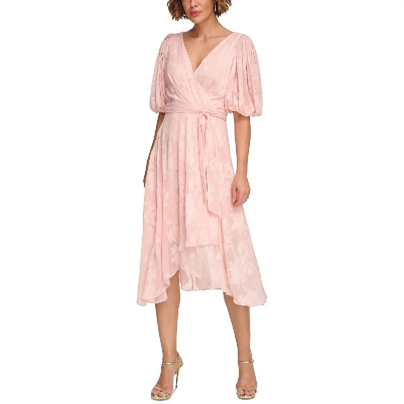 Midnight Madness statement dressDKNY Womens Metallic Mid Calf Wrap Dress